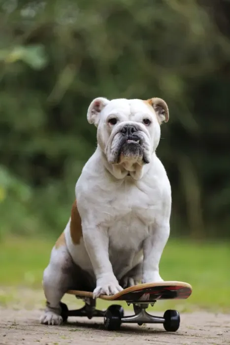 Framed Print : DOG. Bulldog on skateboard Framed Print : DOG. Bulldog on skateboard
