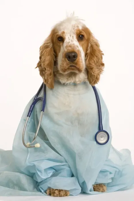 Framed Print : Dog - English Cocker Spaniel - With medical kit Framed Print : Dog - English Cocker Spaniel - With medical kit