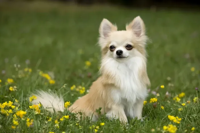 Framed Print : Dog - long-haired chihuahua outside Framed Print : Dog - long-haired chihuahua outside