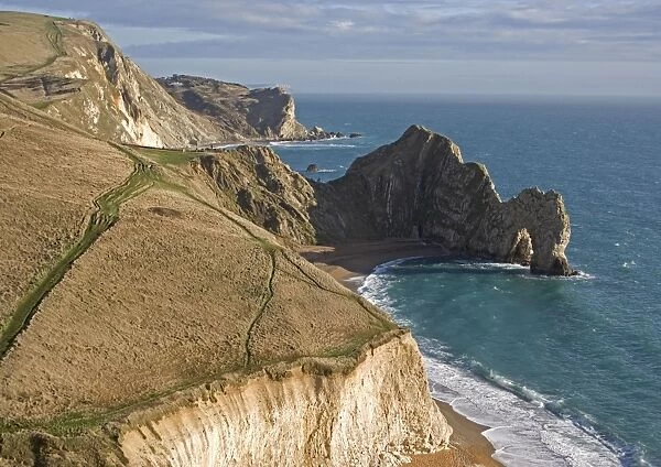 Dorset World Heritage coast, just west of Lulworth. Chalk cliffs