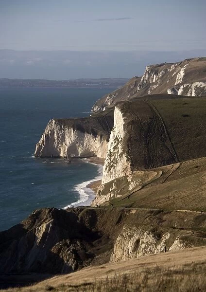 Dorset World Heritage coast, just west of Lulworth. Chalk cliffs