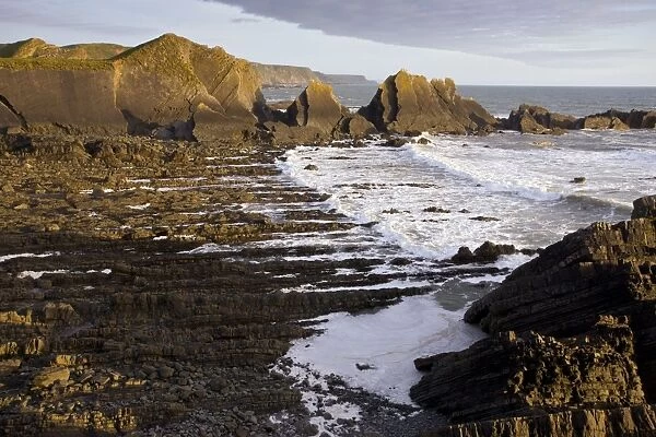 The dramatic heavily-folded sandstone and mudstone rocks of Hartland Quay, north Devon