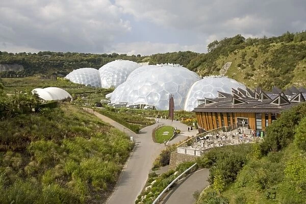 Eden Project - General scenic of biomes and gardens Eden Project Bodelva St Austell Cornwall UK