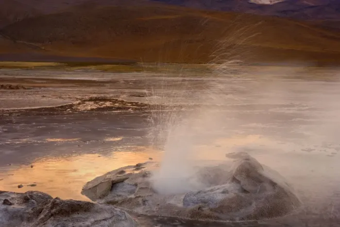Framed Print : El Tatio Geysers - geothermal field of hot springs and geysers which is located at over 4200 m above sea level - at sunrise - Altiplano Atacama Desert - Chile - South America Framed Print : El Tatio Geysers - geothermal field of hot springs and geysers which is located at over 4200 m above sea level - at sunrise - Altiplano Atacama Desert - Chile - South America