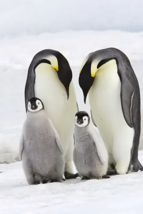 Framed Print : Emperor Penguin - two adults with two chicks. Snow hill island - Antarctica Framed Print : Emperor Penguin - two adults with two chicks. Snow hill island - Antarctica