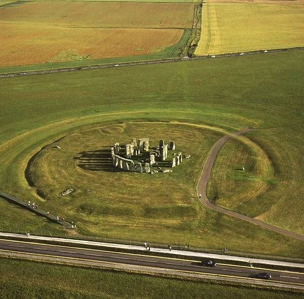 England - Aerial view of Stonehenge and the main