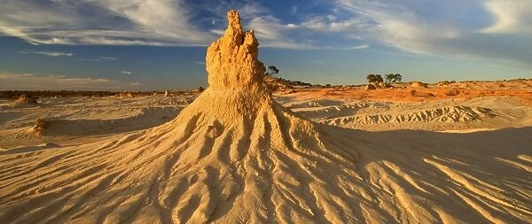 Eroded pinnacle - amazingly shaped, eroded pinnacle of the lunette Walls of China, located within the since 18000 years dried-up lakebed of Lake Mungo