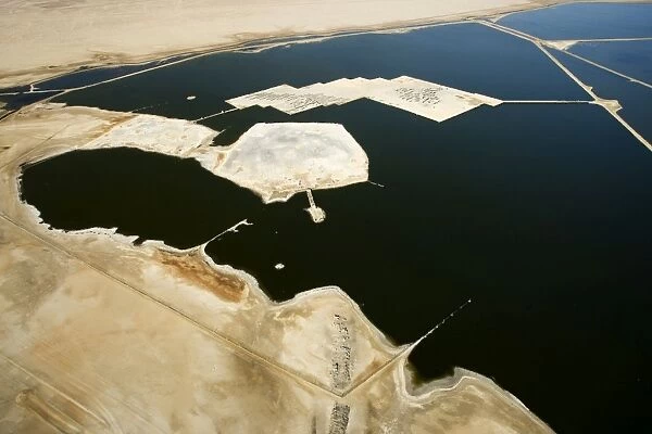 Evaporation ponds for the commercial extraction of sea salt - Near Swakopmund - Namib Deser - Atlantic Coast - Namibia - Africa