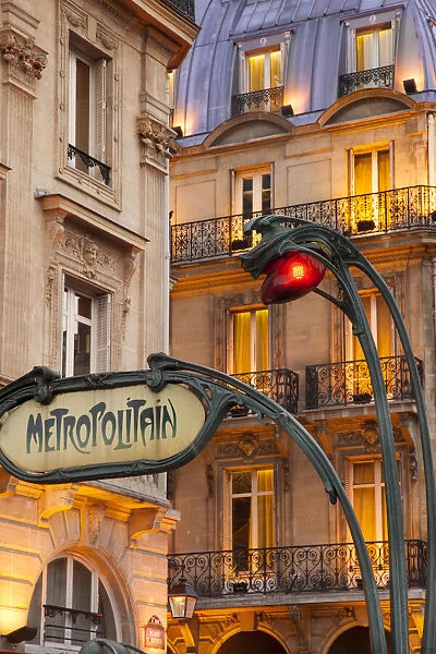 Evening at the Metro stop Saint Michel in