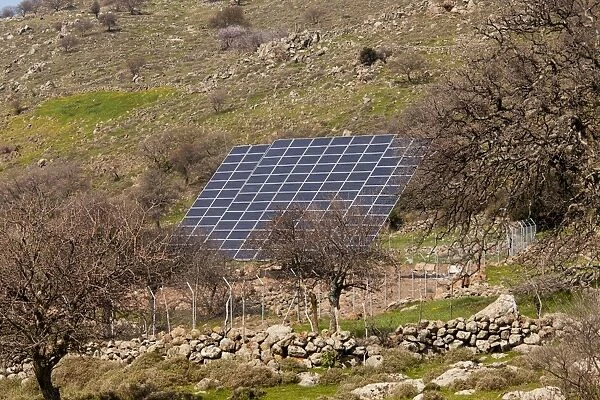 Extensive solar panel arrays in the countryside of west Lesvos (Lesbos) - Greece