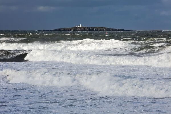 Farne Islands - stormy sea - autumn - view from coastline beside Seahouses - Northumberland National Park - England