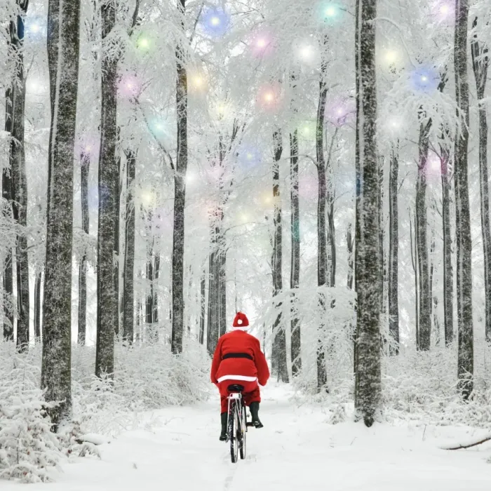 Framed Print : Father Christmas riding through woodland covered in winter snow with Christmas lights Digital Manipulation: Father Christmas, lights & more snow Framed Print : Father Christmas riding through woodland covered in winter snow with Christmas lights Digital Manipulation: Father Christmas, lights & more snow