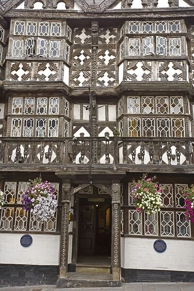The Feathers Hotel - Ludlow - England - UK - in Shropshire - Became an inn in 1619 - Name comes from the motif of ostrich feathers forming part of the timber framed facade - Ostrich feathers are traditionally the badge of the Prince of Wales - Now a