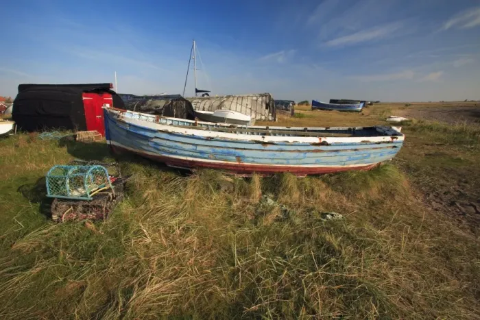 Framed Print : Fishing Boats and Lobster Traps - on Lindisfarne beach, Holy Island, Northumberland, England Framed Print : Fishing Boats and Lobster Traps - on Lindisfarne beach, Holy Island, Northumberland, England