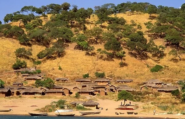 Fishing village on eastern shore of Lake Tanganyika Tanzania JFL17926