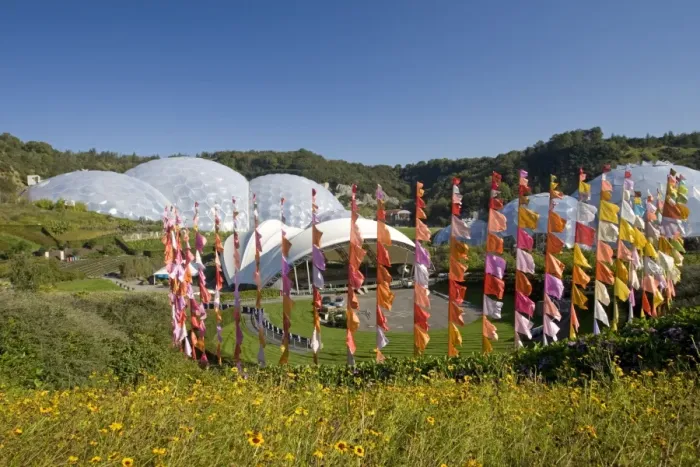 Framed Print : Flags outside Alpine hut Eden Project Bodelva St Austell Cornwall UK Framed Print : Flags outside Alpine hut Eden Project Bodelva St Austell Cornwall UK
