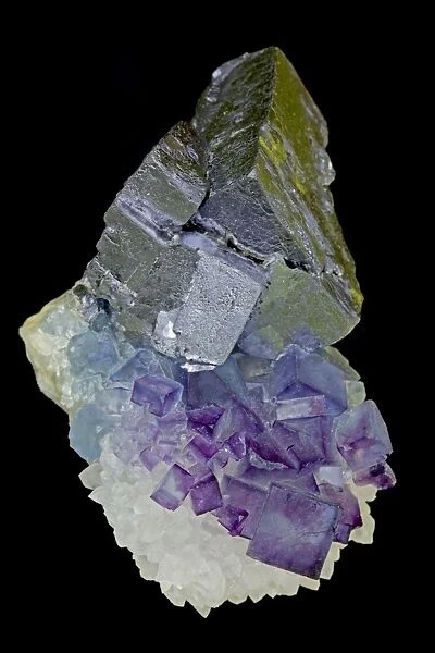 Fluorite (CaF2-calcium fluoride) and Galena (PbS - lead sulfide) and Quartz (SiO2 - silicon dioxide) - Blanchard Mine - Portales Tunnel - Socorro County - New Mexico - Fluorite (purple)