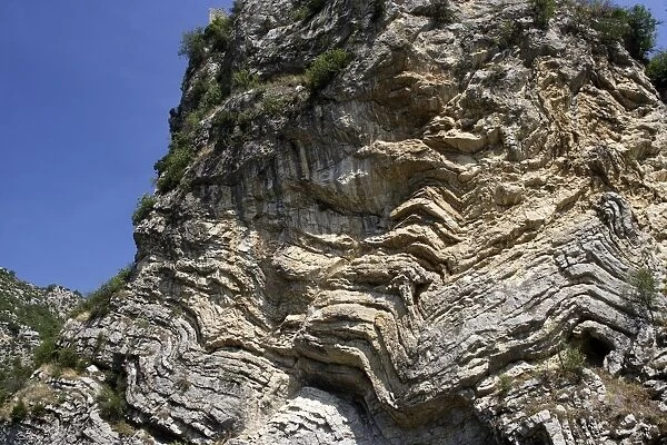 Geology - Rock formations, showing rock layers /  folds. Remuzat - Drome - France