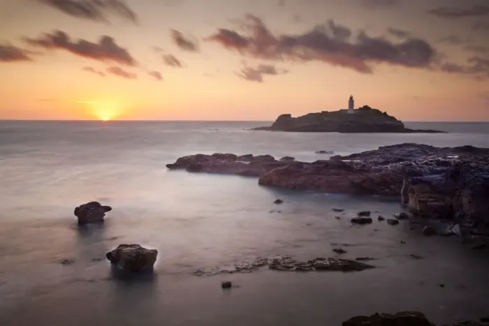 Framed Print : Godrevy Lighthouse - sunset - Cornwall - UK Framed Print : Godrevy Lighthouse - sunset - Cornwall - UK