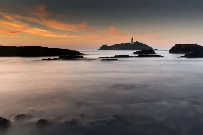 Framed Print : Godrevy - Sunset - Cornwall - UK Framed Print : Godrevy - Sunset - Cornwall - UK