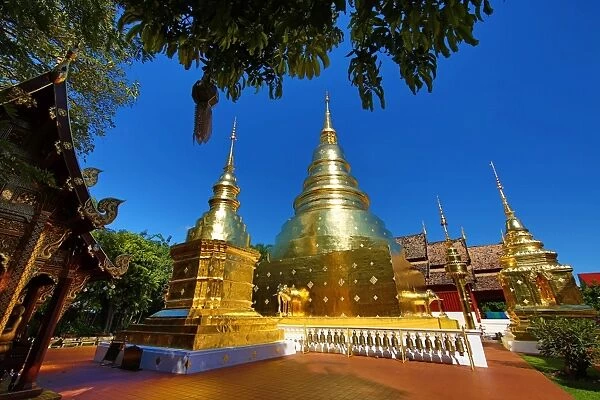 Gold chedi at Wat Phra Singh Temple in Chiang Mai, Thail