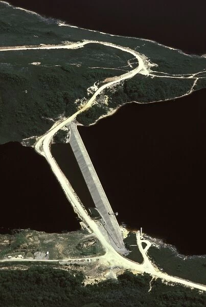 Gordon Dam - aerial image part of the hydro-electric scheme for Tasmania, Gordon River, Tasmania, Australia JPF24475