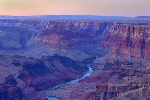 Grand Canyon - panoramic view from Grandview Point into the Grand Canyon and the Colorado River - dusk - Grand Canyon National Park - South Rim - Arizona - USA