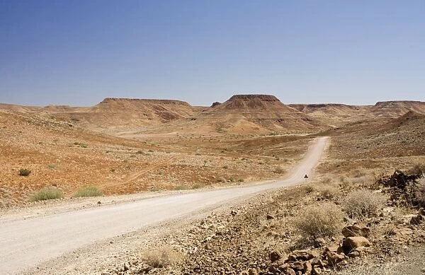 Gravel Roads winding through a rugged environment Near Vreede Damaraland, Namibia, Africa