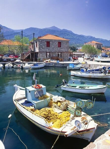 Greece Greek fishing port; Skala Sikamia, North Lesvos, Greece