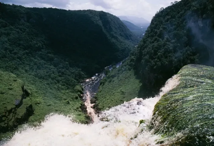 Framed Print : Guyana Kaieteur Gorge, view from top of falls. Also shows primary Rainforest, South America