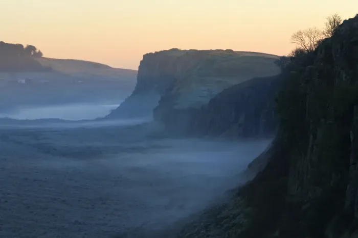 Framed Print : Hadrian's Wall - beside Crag Lough, early morning mist, Northumberland National Park, England Framed Print : Hadrian's Wall - beside Crag Lough, early morning mist, Northumberland National Park, England
