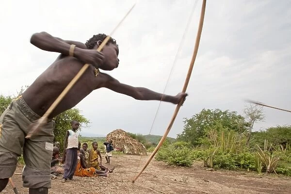 Hadzabe Tribal Boys - with bow and arrow - less