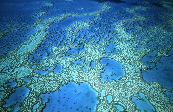 Hardy Reef aerial of coral formations, Great Barrier Reef Marine Park (World Heritage Area), Queensland, Australia JPF34083