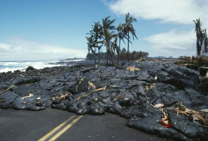 Framed Print : Hawaii - road covered by Kilavea Volcano lava flow Framed Print : Hawaii - road covered by Kilavea Volcano lava flow