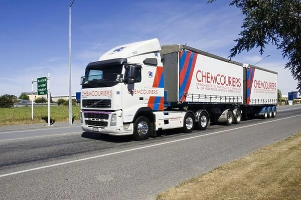 Heavy truck with trailer carrying chemicals near Christchurch South Island - New Zealand