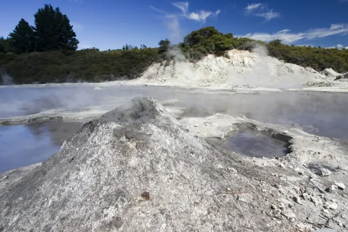 Framed Print : Hell's Gate / Tikitere geothermal reserve - mud volcano and sulphur lake. Rotorua - North Island - New Zealand Framed Print : Hell's Gate / Tikitere geothermal reserve - mud volcano and sulphur lake. Rotorua - North Island - New Zealand
