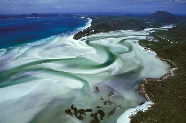 Hill Inlet, Whitehaven Beach, Whitsunday Islands Whitsunday Group, Great Barrier Reef Marine Park (World Heritage Area), Queensland, Australia JPF34518