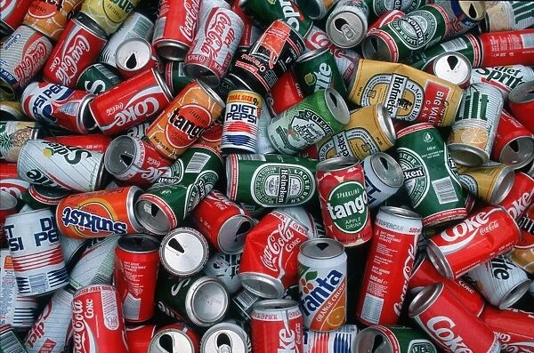 Hundreds of aluminium cans collected for recycling UK