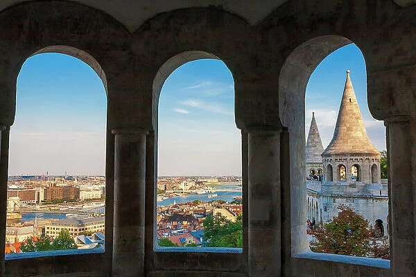 Hungary, Budapest. View from inside Fisherman's Bastion. Date: 29-06-2007