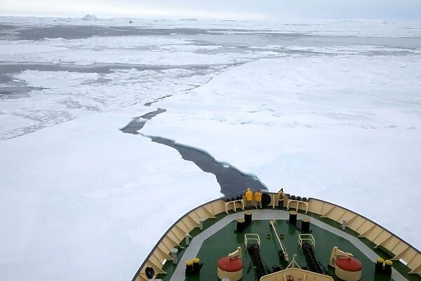 Ice breaker Ship, pushing pack ice in Weddlell sea, Antarctic October