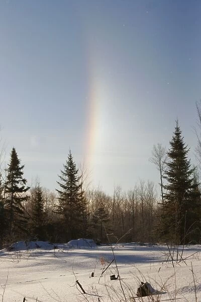 Ice Rainbow - from ice crystals in the air at -35 degrees F. North of Duluth Minnesota, USA