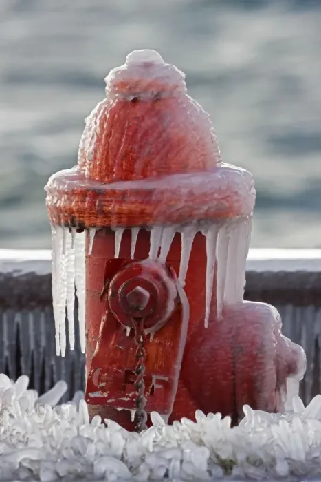 Framed Print : Ice - Red Fire Hydrant with Icicles Surrounded by Ice covered Grass - Near Seneca Lake in Upstate New York - USA Framed Print : Ice - Red Fire Hydrant with Icicles Surrounded by Ice covered Grass - Near Seneca Lake in Upstate New York - USA