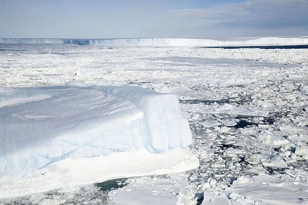 Ice scenics - With pack ice and shelf - The Weddle Sea in the background, Antarctic, October
