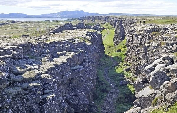Iceland. Thingvellir (Pingvellir) National Park, showing the ravine edge which is part of the mid-Atlantic ridge - Iceland