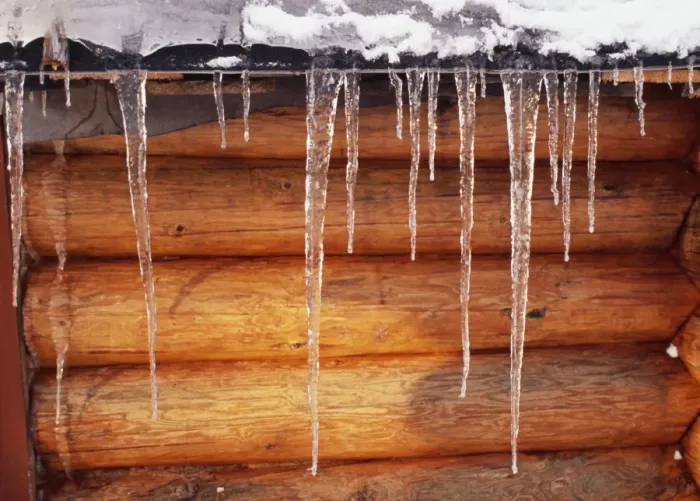 Framed Print : Icicles - on log cabin Sweden Framed Print : Icicles - on log cabin Sweden