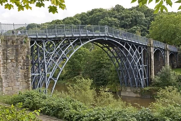 Iron bridge at Colabrookdale spanning gorge of River Severn Ironbridge Shropshire UK