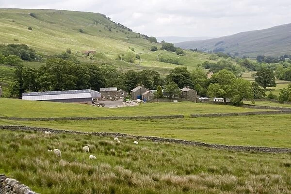Isolated farm buildings North Yorkshire Moors near Kirby Stephen UK