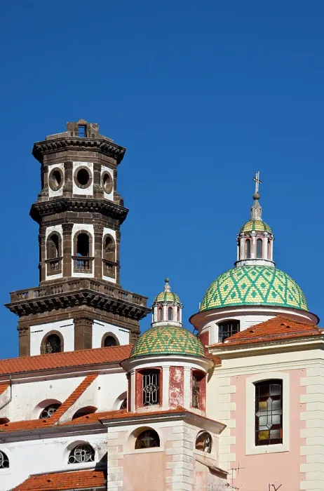 Framed Print : Italy, Campania, Atrani, Amalfi Coast. This is the dome and bell tower of the church of Santa Maria. Date: 07-10-2010 Framed Print : Italy, Campania, Atrani, Amalfi Coast. This is the dome and bell tower of the church of Santa Maria. Date: 07-10-2010