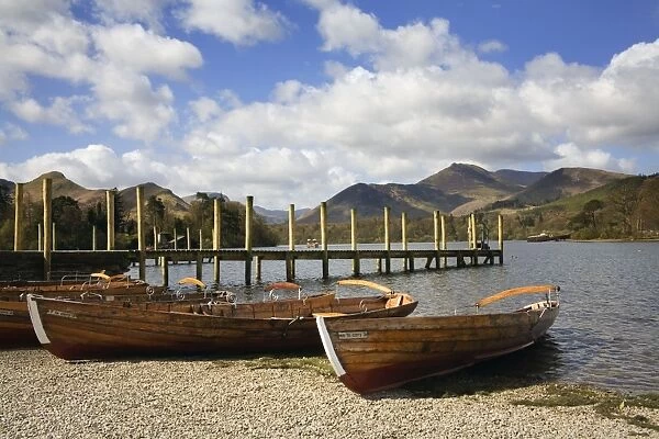 Jetty and boats at Derwent Water - January - Lake District - England