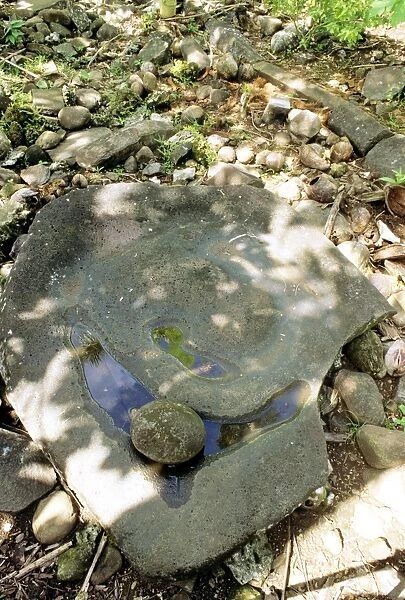 JLR-294. Sakau stone around which stories were told Nan Madol fortress complex 
